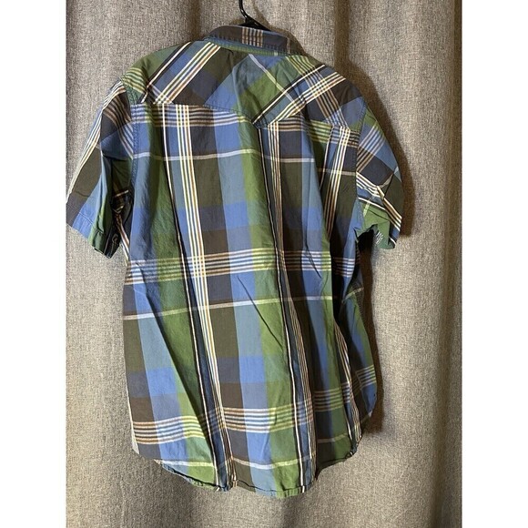 Lucky Brand Western Shirt Mens XL Blue Green Plaid Pearl Snap Cowboy Sportswear - Picture 6 of 8